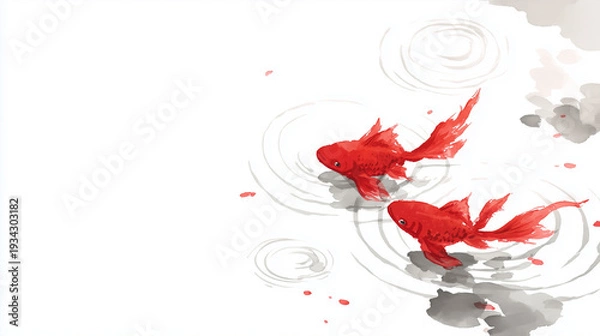 Obraz 金魚の水彩画