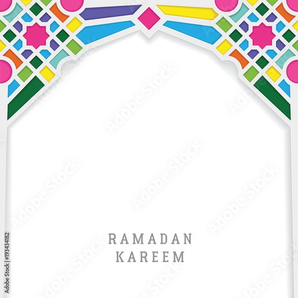 Fototapeta ramadan kareem greeting card template vector design with moroccan mosaic mosque gate
