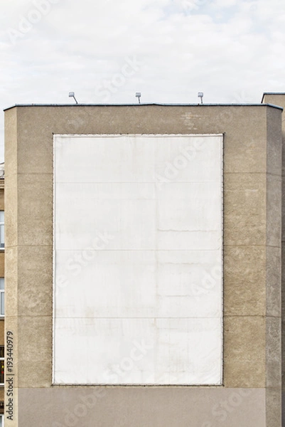 Obraz White big empty billboard on the stucco wall