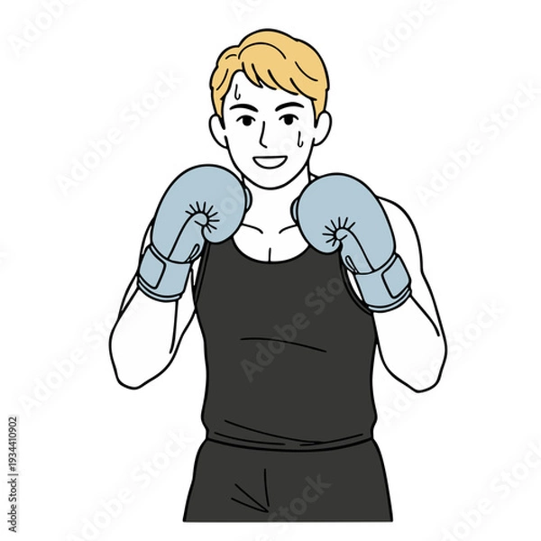 Obraz ボクシンググローブをつけた男性のイラスト	