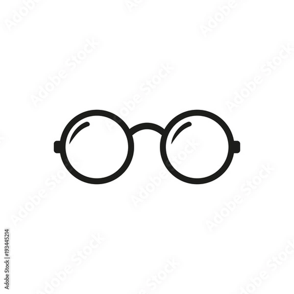 Fototapeta Ikona okrągłe okulary. Wektor okrągłe okulary na białym tle. Płaskie ilustracji wektorowych w kolorze czarnym. EPS 10