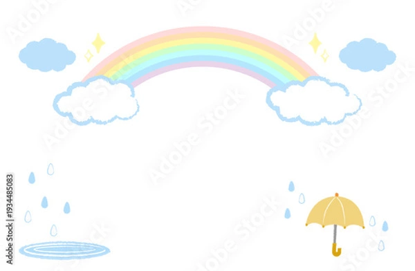 Obraz 雨あがりの虹と雲の背景