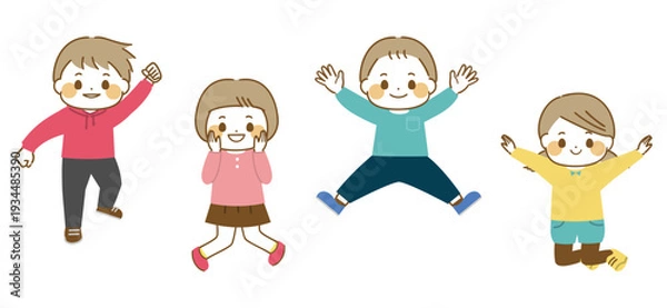 Obraz 笑顔でジャンプする子どもたち