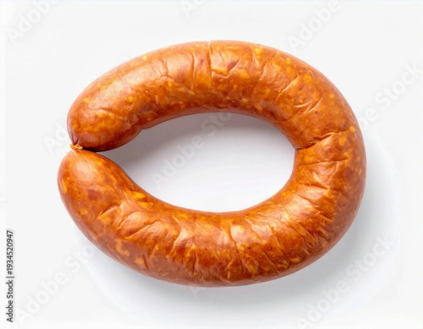 Obraz 음식-소시지-소세지-킬바사-키에우바사-말발굽 소세지-수제소시지-단 하나-흰색 배경