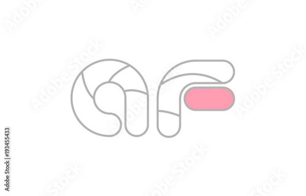 Fototapeta grey pink alphabet letter af a f company logo design