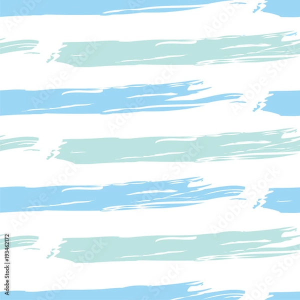 Fototapeta Blue Green Stripe Seamless Brush Paint Pattern with horizontal lines