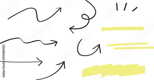 Obraz 矢印記号やマーカーのあしらい装飾セット