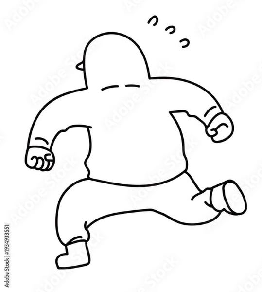 Obraz 慌てて逃げる犯人_線画
