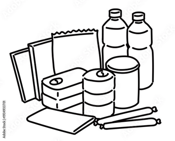 Obraz 防災用の非常食_線画