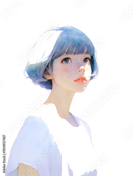 Obraz 遠くを見つめる女性