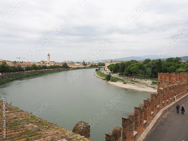 Obraz イタリア　ヴェローナ　アディジェ川