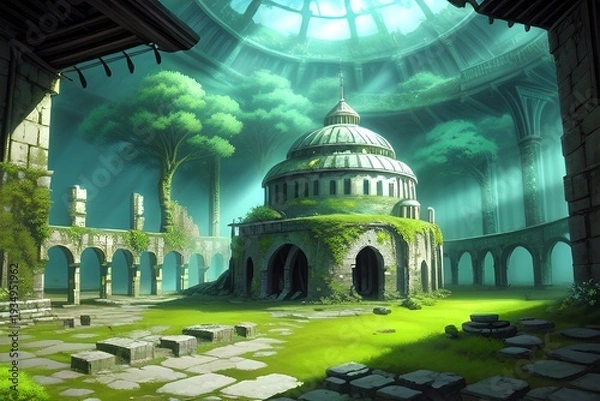 Obraz ゲーム背景　ドームの中にある古代の偉人の伝説の墓