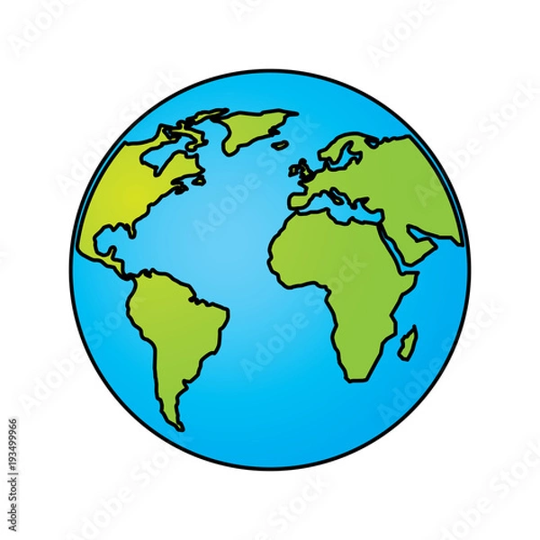 Fototapeta globe world earth planet map icon vector illustration