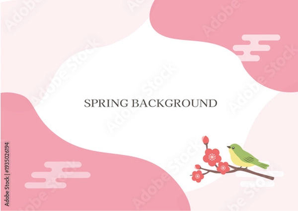 Obraz 春の背景イラスト　春のお花のイラスト　詰め合わせ　春素材　春のバナー　 ロゴ　桜
