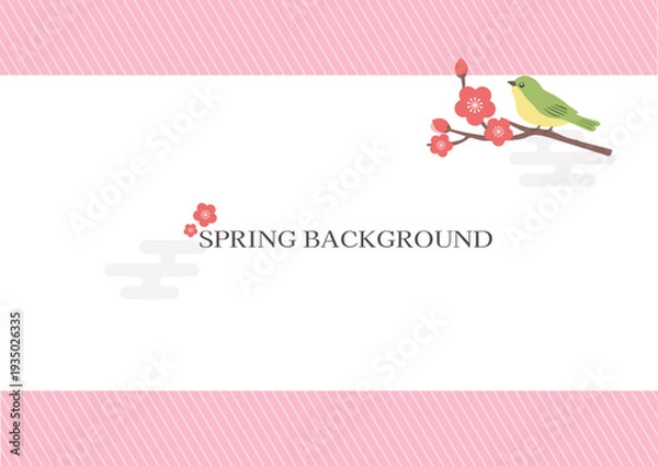 Obraz 春の背景イラスト　春のお花のイラスト　詰め合わせ　春素材　春のバナー　 ロゴ　桜
