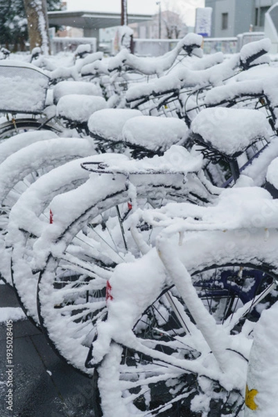 Obraz 雪の積もる自転車