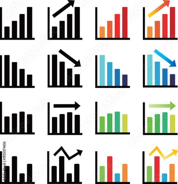 Obraz 棒グラフ　アイコン　セット