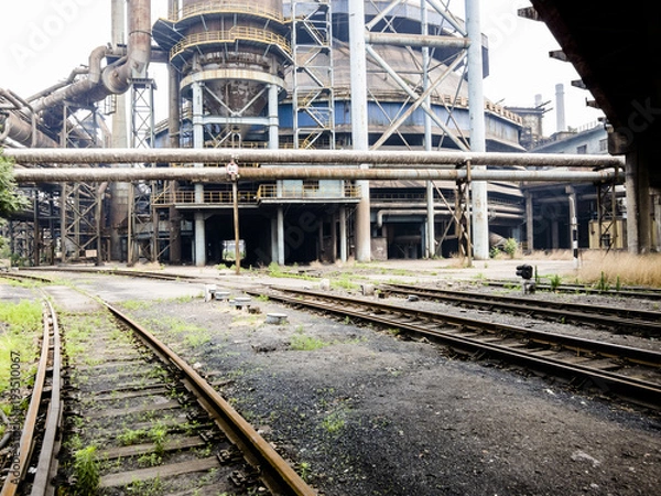 Obraz Rusted railway and abandoned steelmaking equipments, Beijing