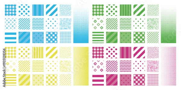 Obraz 幾何学模様のシームレスパターン背景スウォッチセット