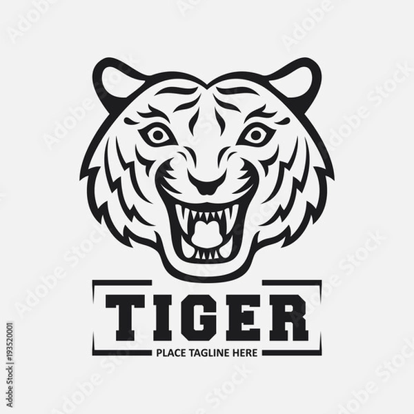 Fototapeta Tiger head mascot on white background