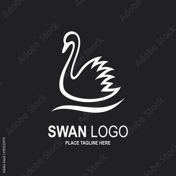 Obraz White swan icon isolated on white background