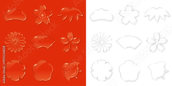 Obraz おめでたいモチーフのベクターガラスアイコン