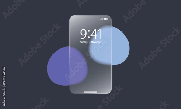 Obraz グラスモーフィズム風スマートフォンモックアップイラスト