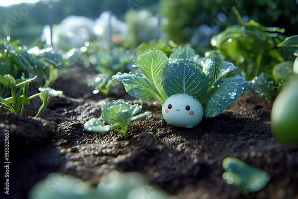 Obraz ブロッコリーとキャベツと大根の可愛い野菜の妖精たち
