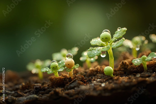 Obraz ブロッコリーとキャベツと大根の可愛い野菜の妖精たち
