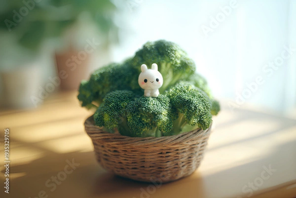 Obraz ブロッコリーとキャベツと大根の可愛い野菜の妖精たち
