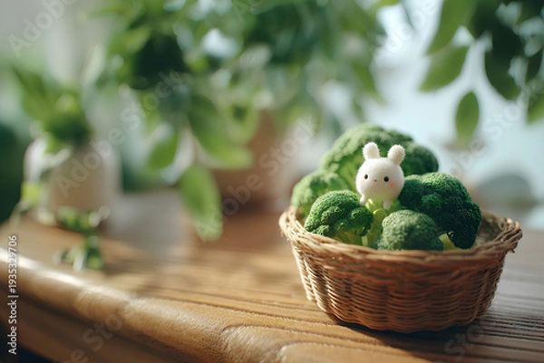 Obraz ブロッコリーとキャベツと大根の可愛い野菜の妖精たち
