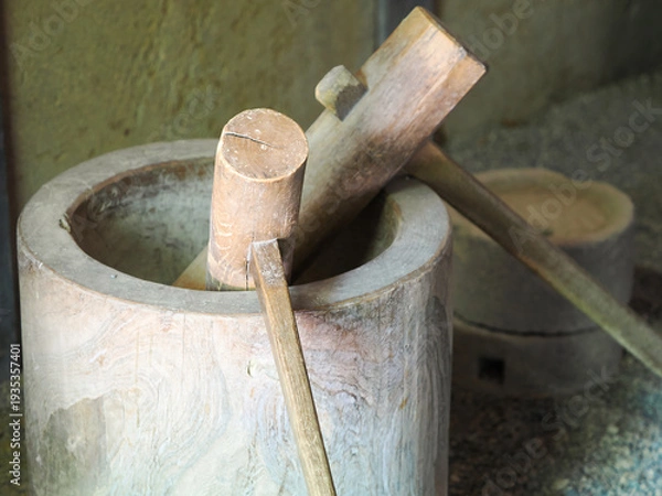 Obraz 日本の古い臼と杵