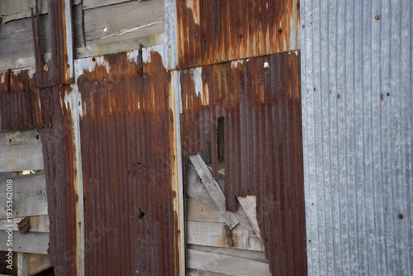 Obraz 錆びたトタンの波板