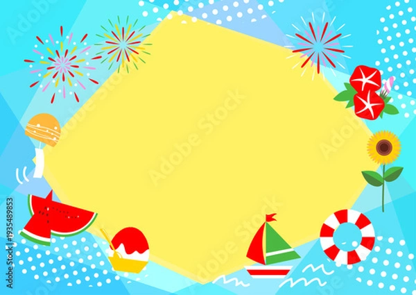 Obraz 夏をイメージした爽やかな壁紙イラスト素材【正方形】