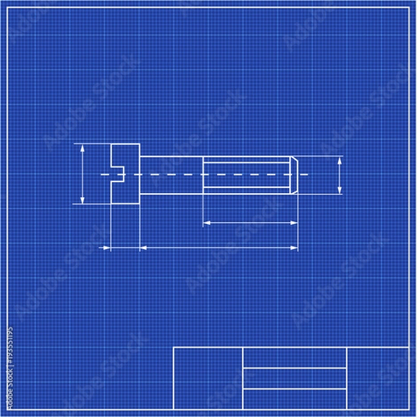 Fototapeta Blueprints. Mechanical engineering drawings of screw