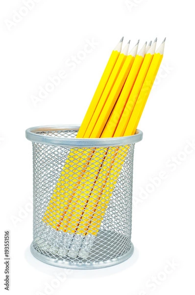 Obraz карандаши в стакане на изолированном белом фоне