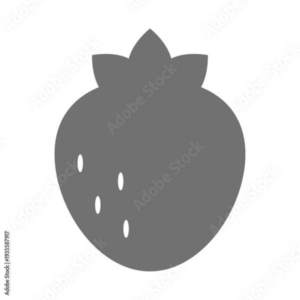 Obraz いちごのシンプルシルエットアイコン（モノクロ）