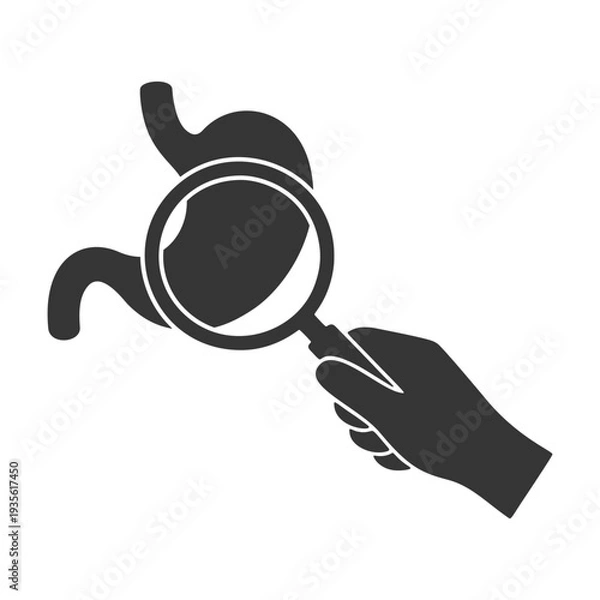 Obraz ルーペを持つ手のシルエットアイコン　胃