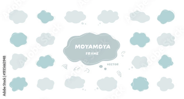 Obraz こんなお悩みありませんか？手描きのもやもや吹き出しフレームセット (ベクターイラスト) 流体シェイプ
