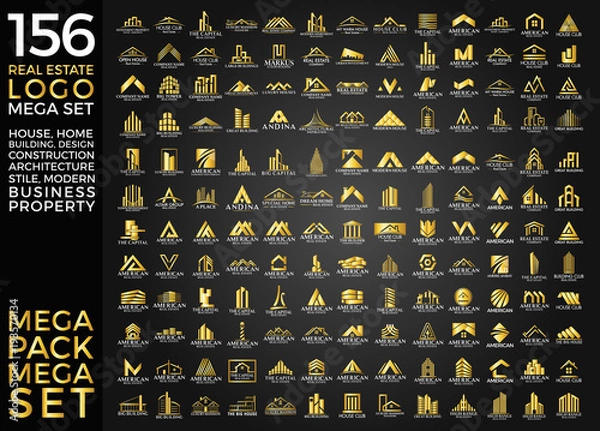 Fototapeta Mega Set and Big Group, Real Estate, Building and Construction Logo Vector Design Eps 10