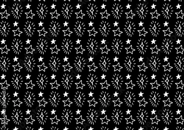 Obraz 白黒の手描き星イラストパターン背景素材