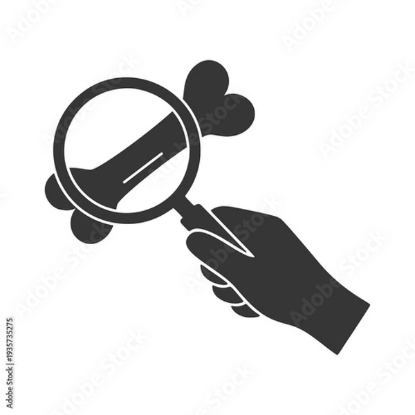 Obraz ルーペを持つ手のシルエットアイコン　骨