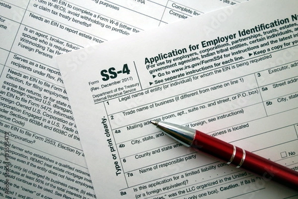 Obraz SS-4 form - application for employer identification number