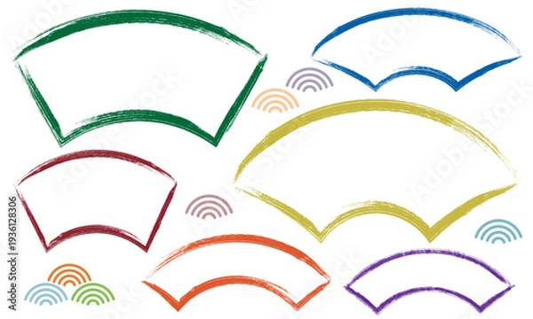 Obraz 扇形の筆タッチライン和風フレームセット