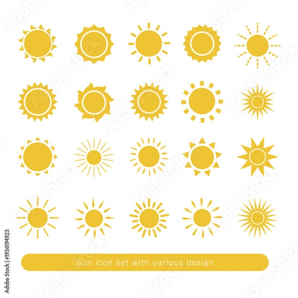 Obraz 多様なデザインの太陽アイコンセット