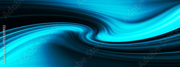 Obraz 近未来テクノロジーをイメージしたブルーの抽象ウェーブ背景素材