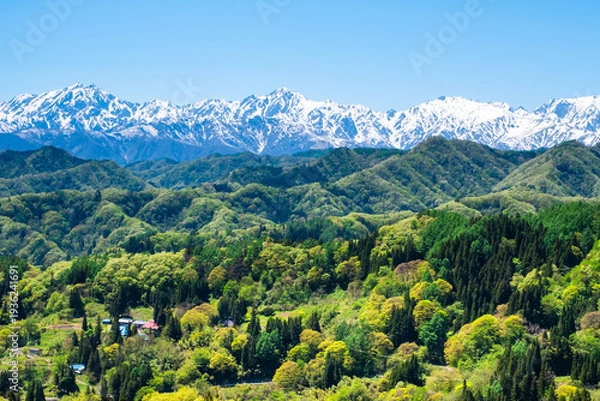 Obraz 北アルプス　春　小川村