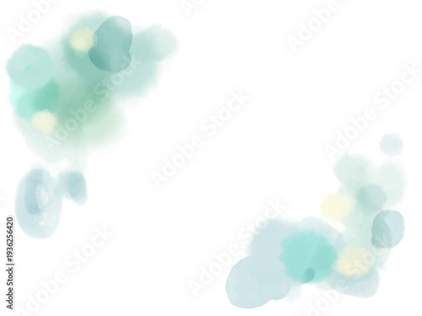 Obraz 緑、黄色の水彩の滲みフレーム