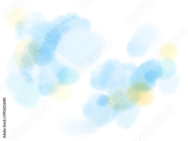 Obraz 水色のかわいい手描きの水彩タッチのフレーム