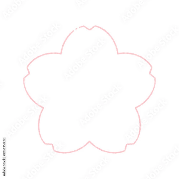Obraz 手描きの桜の花の線画フレーム素材 - 春･卒入学･日本のイメージのシンプルでかわいい装飾イラスト